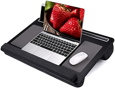 Extra Large Lap Laptop Desk- Home Office Portable LapDesk with Mouse Pad & Wrist Rest for Notebook/MacBook/Tablet, Sofa Bed Working, Writing, Drawing (Carbon Black, Fit Up to 17-inch Laptops)
