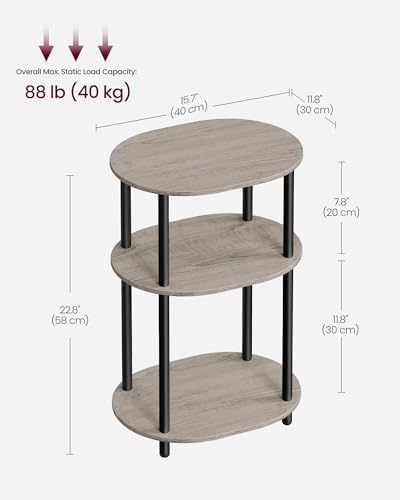 VASAGLE Side Table, Small End Table, Tall Nightstand, Steel Frame