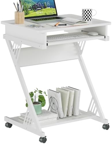 ALISENED Computer Desk for Small Spaces Compact Desk with Keyboard Tray
