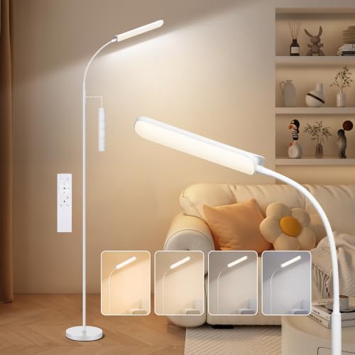 FRIDEKO HOME Floor Lamp for Living Room Over Chair Reading 18W 1800LM White