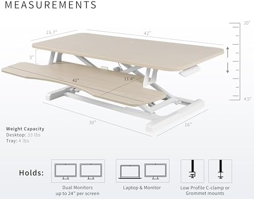 VIVO Light Wood 42 inch Standing Desk Converter, DESK-V042KF