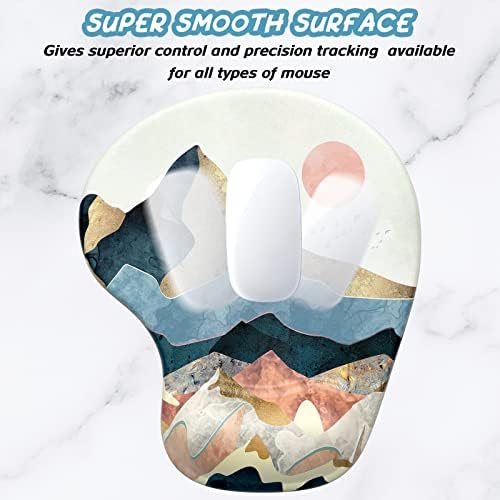 Hsurbtra Ergonomic Mouse Pad with Wrist Rest Support, Gel Mouse Pads with Non-Slip PU Base, Pain Relief Memory Foam Computer Mat, Cute Office Supplies Desk Decro Accessories, Sunset