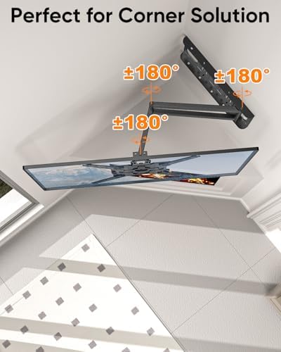 FORGING MOUNT Corner TV Mount with 25.6" Long Arm,Portrait Vertical Full Motion TV Wall Mount Swivel Tilt Articulating Arm Wall Mount Bracket for 26-65“ Screens,Load 77lbs,VESA 400x400mm,Fit 16" Stud