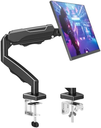 MOUNTUP Single Monitor Desk Mount Holds Screen up to 32 inch, Height Adjustable Monitor Arm, Full Motion Computer Monitors Stand with Clamp/Grommet Base, VESA Mounts Fit 4.4-19.8lbs Computer, Black