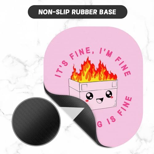 Small Mouse Pad, 6 x 7 Inch, Oval Mini Mouse Pad with Non-Slip Rubber Base for Laptop Wireless Mouse Keyboard Tray Mousepad, Cute Dumpster