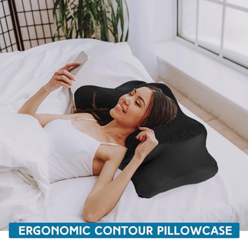 HunnmingRe Pillow Case for Cervical Neck, Black, Queen Size