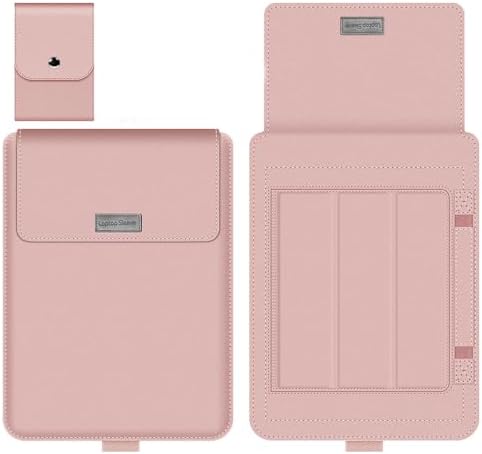 Laptop Sleeve 16-17" Case with Stand Compatible with Microsoft Surface Laptop 5/4/3/2 13.5", MacBook Air/Pro 13.3", PU Leather Sleeve for 15-16" Computers - Rose Gold