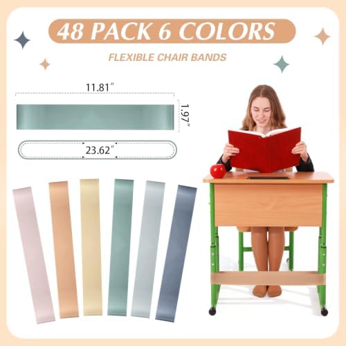 Sratte 48 Pcs Chair Bands for Kids with Fidgety Feet, ADHD Tools,Boho