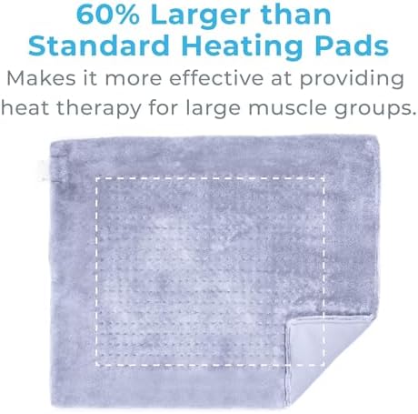Pure Enrichment PureRelief Ultra-Wide Microplush Heating Pad - 20” x 24” XXL Size & 6 Heat Settings for Temporary Neck, Shoulder & Back Pain Relief - Moist Heat Option & Machine Washable (Periwinkle)