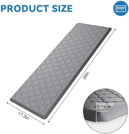 Kitchen Mats for Floor, Cushioned Anti Fatigue Mat, Non-Slip, Grey