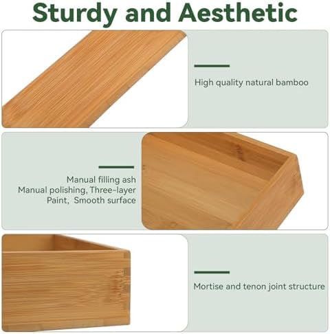 Bamboo Drawer Organizer - Kitchen Drawer Utensil Organizer Office Supplies Desk Organizer Makeup Silverware Tray Flatware Organization 4"*4"*2"