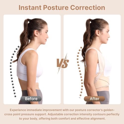 Fit Geno Posture Corrector for Women Lite, Upper Back Brace for Slouching