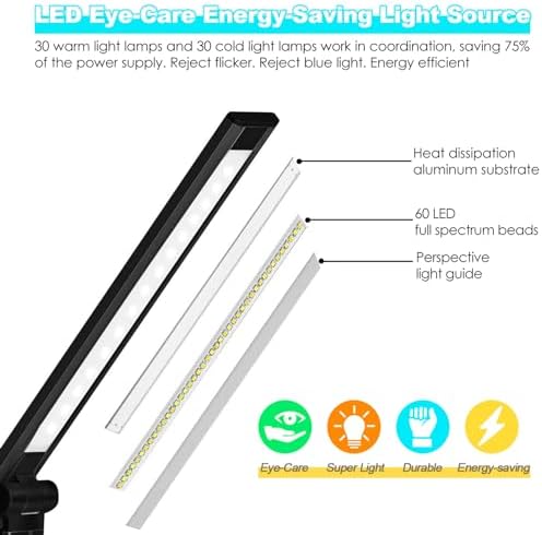 LED Desk Lamp with Wireless Charger, USB Charging Port, Eye Care