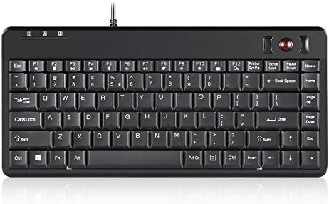 Perixx PERIBOARD-505H Wired Mini Keyboard with Built-in Trackball, 0.55 Inch Trackball and 2 USB Hubs, Black, US English Layout