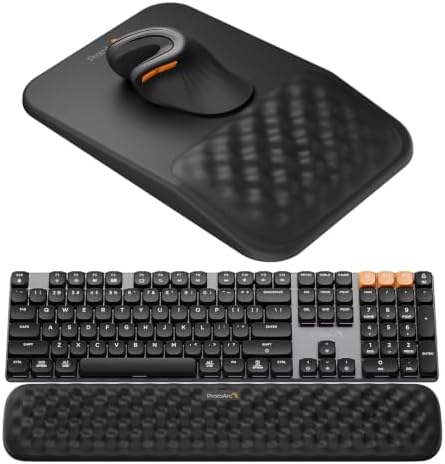 ProtoArc KMP50 Ergonomic Mouse Pad with Wrist Rest, PU Leather, Black