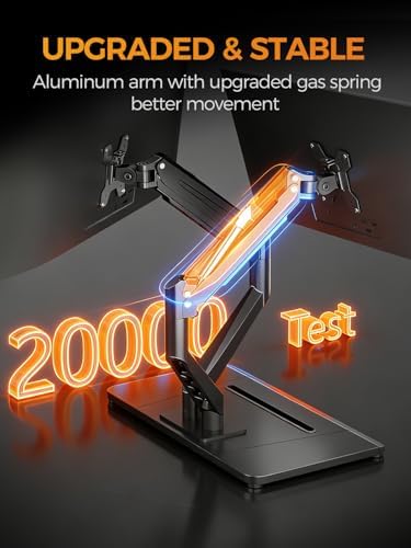 Bracwiser Dual Monitor Stand Free Standing Desk Mount, Premium Dual Monitor Arm Fits Two Screens up to 40 inch 26.45 lbs Fully Adjustable Arms with Heavy-Duty Wooden Base, Max VESA 100x100mm (MLXSPC)