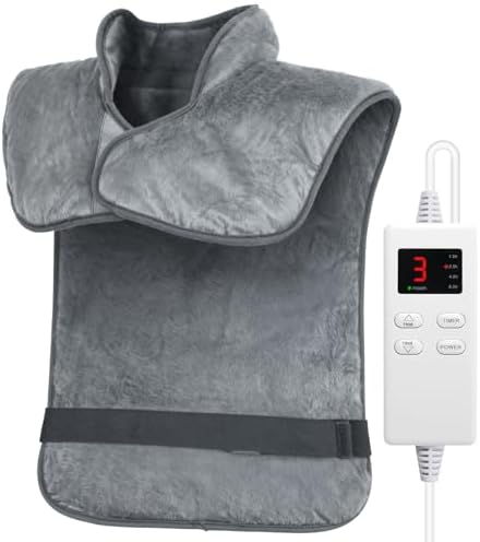Heating Pad for Neck and Shoulders and Back, Electric Heat Pad for Period Cramps Pain Relief with 6 Heat Settings, 4 Auto-Off Timers, Birthday Gifts for Women Men