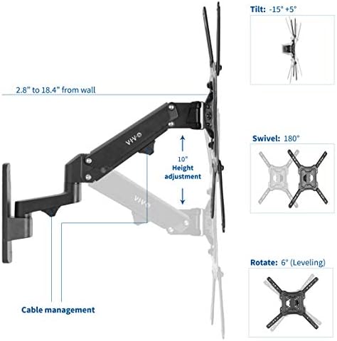 VIVO Black Single TV Wall Mount for 23 to 55 inch Screens, MOUNT-G400B