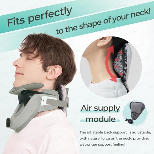 Cervical Neck Traction Brace with 10-Level Adjustable Support, Posture Corrector for Neck Pain & Stiffness Relief, Lightweight with Heat Pad, Home/Office Use