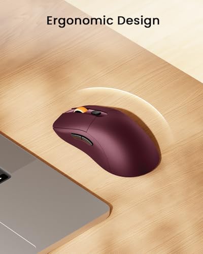 ProtoArc EM15 USB C Mouse, Tri-Mode Bluetooth Mice for Laptop, Wine Red