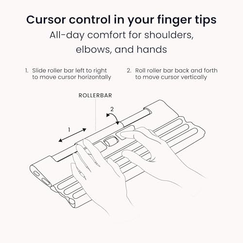 Contour Rollermouse Go - Portable Wireless Roller Mouse for Carpal Tunnel Relief, Compact Mouse with Bluetooth & USB, Ambidextrous 5-Button Design, Lightweight Aluminum, Mac & PC Compatible