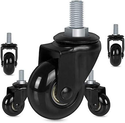 8T8 2" Office Chair Caster Wheels Replacement for Carpet, Heavy Duty Rubber Chair Wheels with Threaded Stem 3/8''-16x1, Quiet and Smooth Rolling for Hardwood Floors - Set of 5