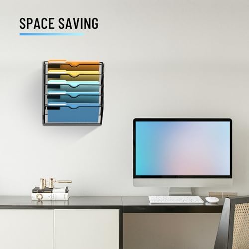 SUPEASY 5-Tier Hanging Wall File Organizer with Hooks, 2 Pack