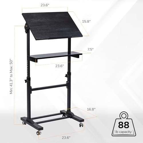 Mount-It! Rolling Podium Stand, Height Adjustable Lectern for Classroom