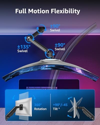 MOUNTUP Monitor Wall Mount for 49 45 43 40 35 32 27 24 Inch Screens, Heavy Duty Wall Monitor Mount, Holds 4.4 to 44 lbs, Ultrawide Monitors Arm Wall Mount, VESA Mount 75x75/100x100mm