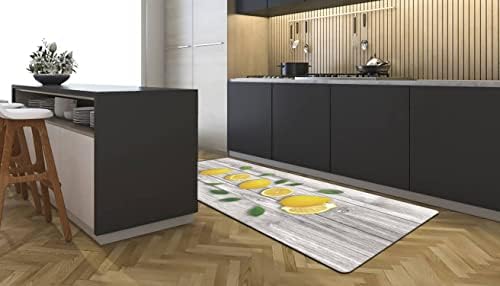 J&V TEXTILES Kitchen Mat Cushioned Anti Fatigue Floor Mat,19.6"x55", Thick Non Slip Waterproof Kitchen Rugs and Mats, Standing Mat for Kitchen,Floor,Home,Office,Desk,Sink,Laundry (Lemons)