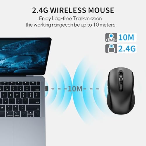 Ergonomic 6 Button Silent Wireless Side Key Mouse Black No Light