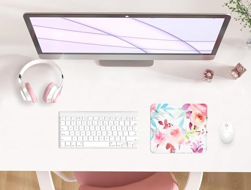 eulps Mouse Pad with Stitched Edge, Multiple Patterns Computer Mouse Pads with Non-Slip Rubber Base, Washable Cloth Mousepad, for Gaming, Laptop, PC (Pastel Bloom)
