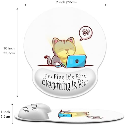 Working Cat Ergonomic Mouse Pad with Wrist Rest for Desk Work Office