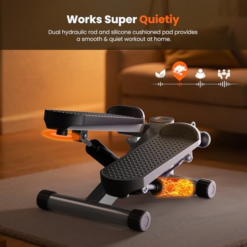 Sweetcrispy Mini Stair Steppers with Resistance Bands for Exercise at Home, Portable Exercise Twist Stepper Machine for Full Body Workout, 300LBS Capacity