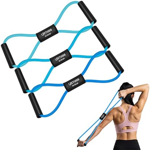 Figure 8 Resistance Bands for Arm, Back – 3-Level Latex Heavy Exercise Bands with Handles for Strength Training, Full Body Workout, Physical Therapy, Pilates, Yoga, Home Gym Equipment for Women