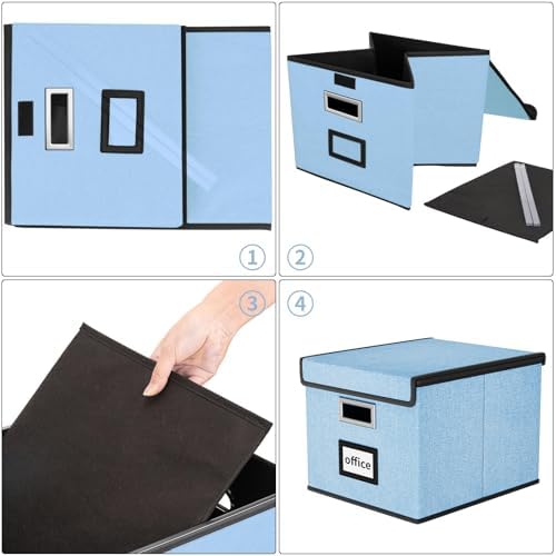 File Organizer Box with Lids, Collapsible File Folder Organizer