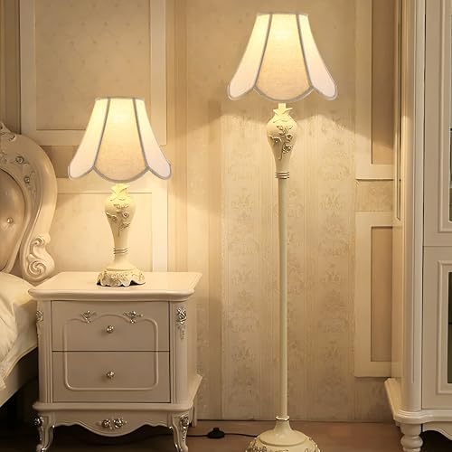 GO&SO Lamp Shade Set of 2,6" x 13" x 10.6",Bell Lamp Shade,Beige Petals
