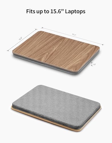 ZEAPTAC Portable Lap Laptop Desk with Pillow Cushion, Fits up to 15.6 inch Laptop, Lap Stand for Bed & Couch & Carpet, Book Tablet/Drawing Board/Computer Laptop Stand - Dark Brown Wood