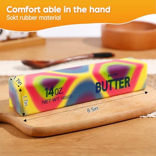 Butter Squishy Fidget Toys Slow Rising Stress Relief Toy - Realistic Butter Stick Squeeze, Soft PU Foam Fidget for Anxiety & Sensory Relief, Cute Desk Decor for Kids, School