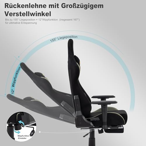 Symino Ergonomic Gaming Chair with 155° Recline & Footrest