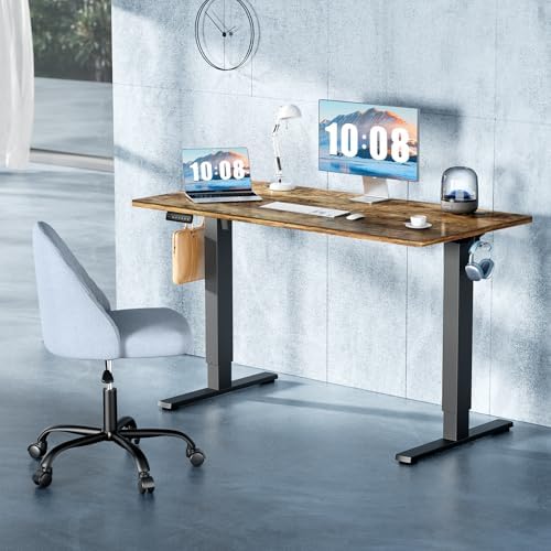 DUMOS 55 Inch Electric Standing Desk, Memory Adjustable Home Office Desk