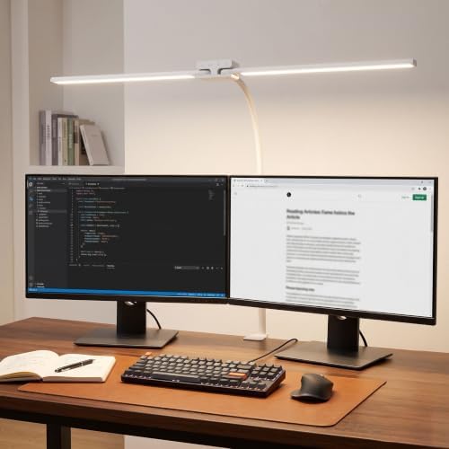 EppieBasic LED Desk Lamp, 24W Double Head Desk Light,Architect Clamp Task Table Lamp, Office Desk Lamps Super Bright Extra Wide Area Drafting Work Light for Workbench, Reading, Monitor