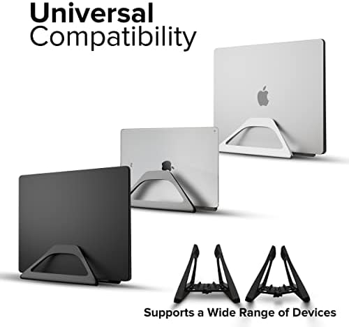 Elestoria Aluminum Vertical Laptop Stand with Gravity Auto-Lock – Adjustable Laptop Holder Vertical fits MacBook Pro/Air, Chromebook & Gaming Laptops up to 17.3" – Space-Saving Desktop Dock - Black