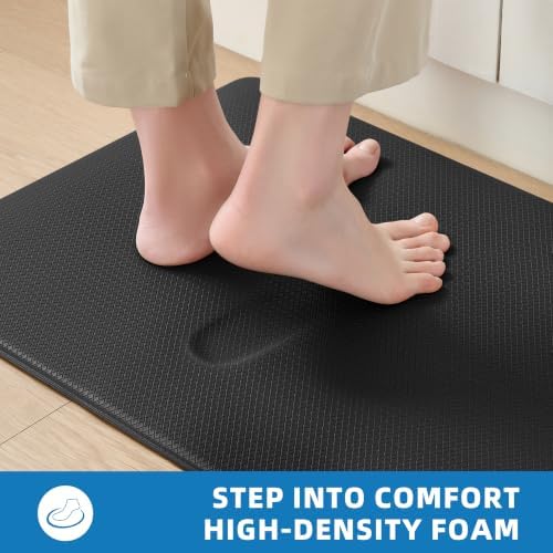 Kitchen Mats for Floor, [2PCS] Anti-Fatigue Kitchen Rugs, Black