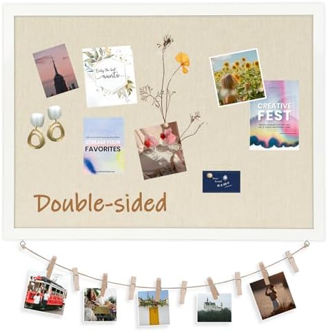 DOLLAR BOSS Double-Sided Bulletin Boards with Linen, 36"x24" Cork Board