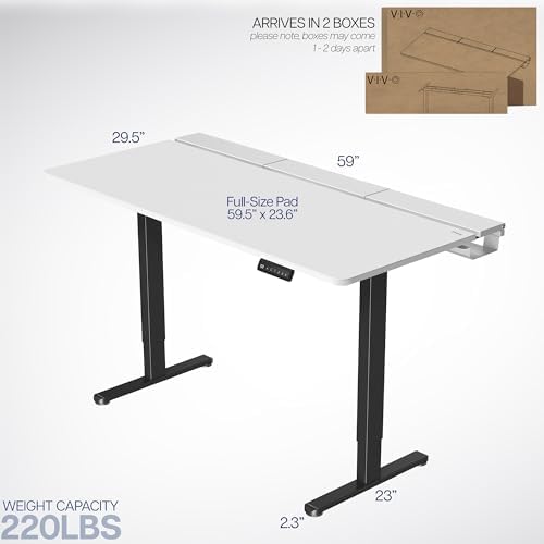 VIVO White 60 x 30 in Standing Desk, DESK-KIT-E2B-P3W