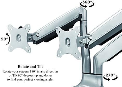 TechOrbits Universal Desk Mount for Dual Monitor - Fits Two 13-30" Monitors with Swivel & Clamp