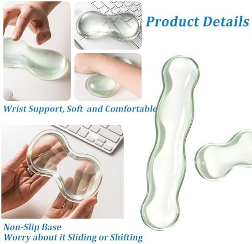 Clear Gel Mouse Wrist Rest, Wrist Support Wrist Pad for Typing Pain Relief, Ergonomic Cool Wrist Rest for Mouse, Hand Mouse Wrist Rest for Office, Gaming, Computer, Laptop - Transparent