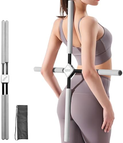 Yoga Stick- Posture Corrector Stick for Back Pain Relief - Upper & Lower Back Stretcher and Straightener Tool for Men and Women - Portable Mobility Stretch Pole for Neck Hump, Spine Alignment & Home Workout