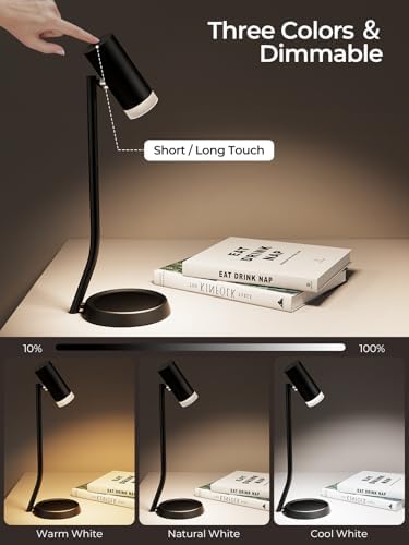 PESUTEN Cordless Table Lamps, Battery Operated Portable Table Light with Magnetic Adjustable Angle Head, 5000mAh Rechargeable Lamp with CCT Dimming for Patio Party Restaurant Dining Home 2 Packs